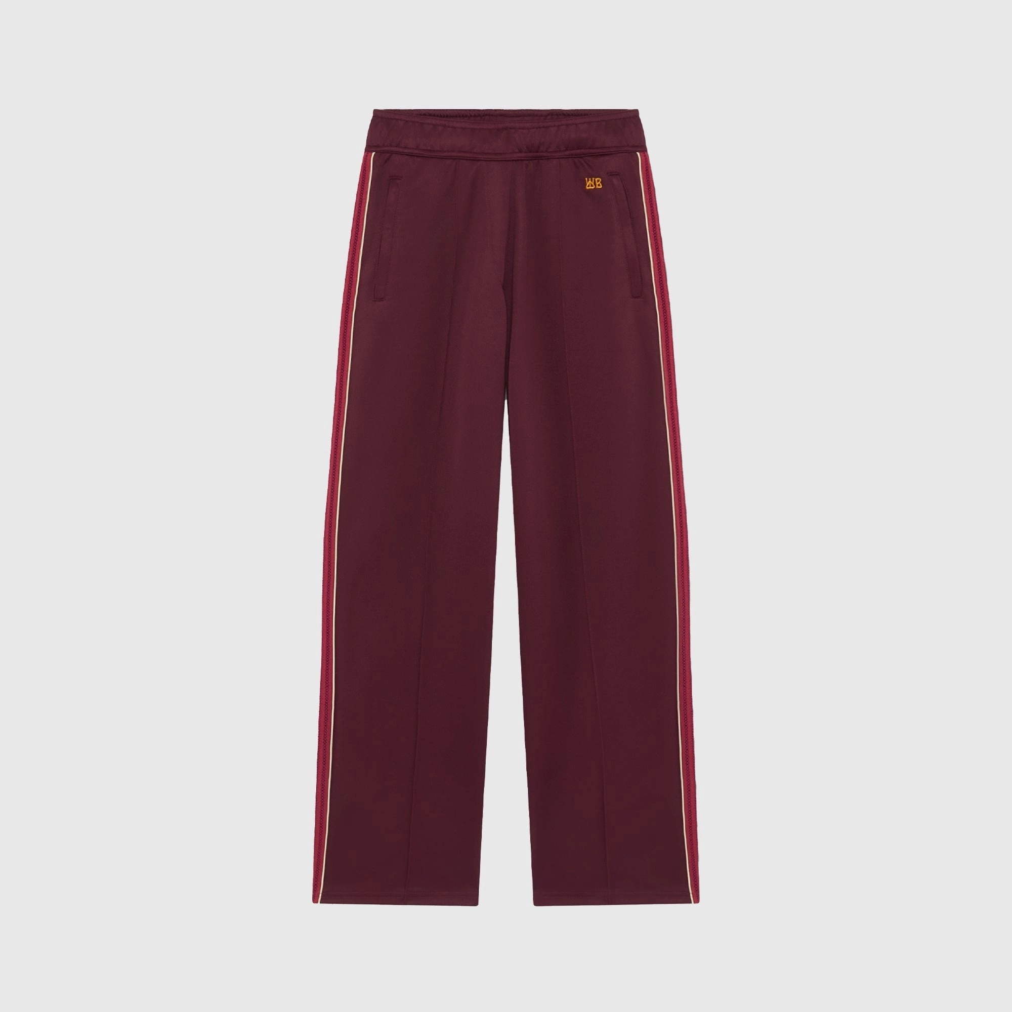 Low Rise Fit Wales Bonner Plain Poly Jersey Mantra Track Pants - Burgundy