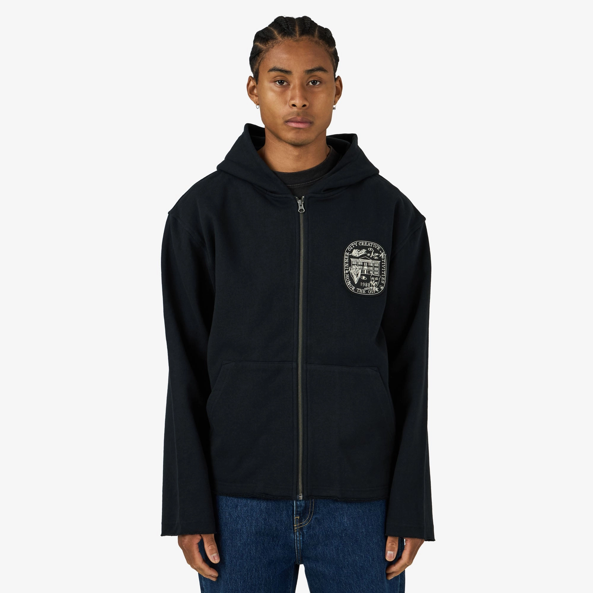Relaxed Essentials Honor The Gift Honor Art Institute Zip Hoodie Black