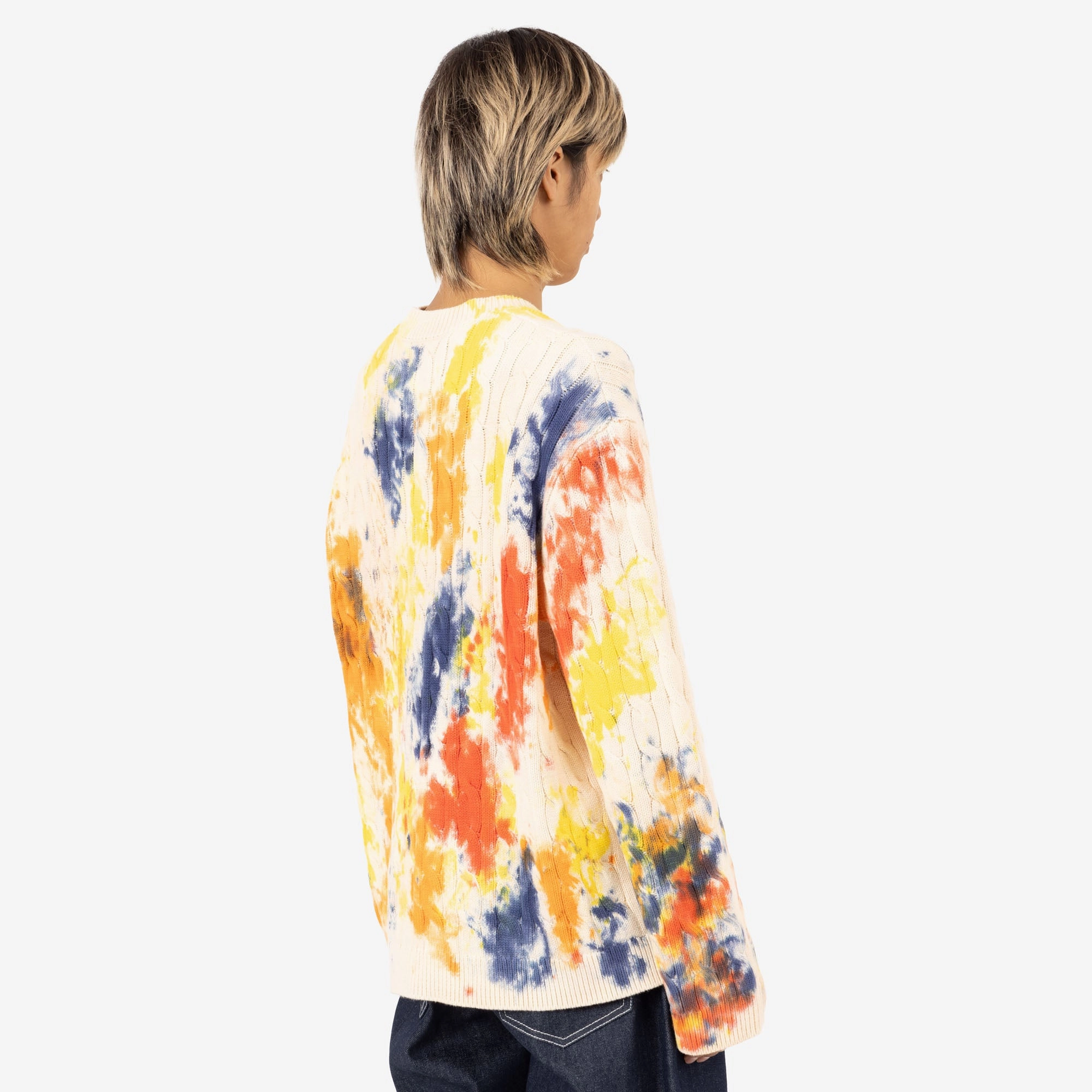Awake NY Applique Sweater / Tie Dye Layering Piece Mesh Lining