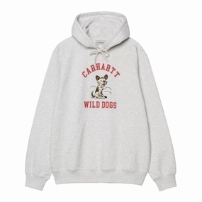 Carhartt WIP Hooded Wild Dog Sweatshirt - Ash Heather Elk like Non Fading Coloration