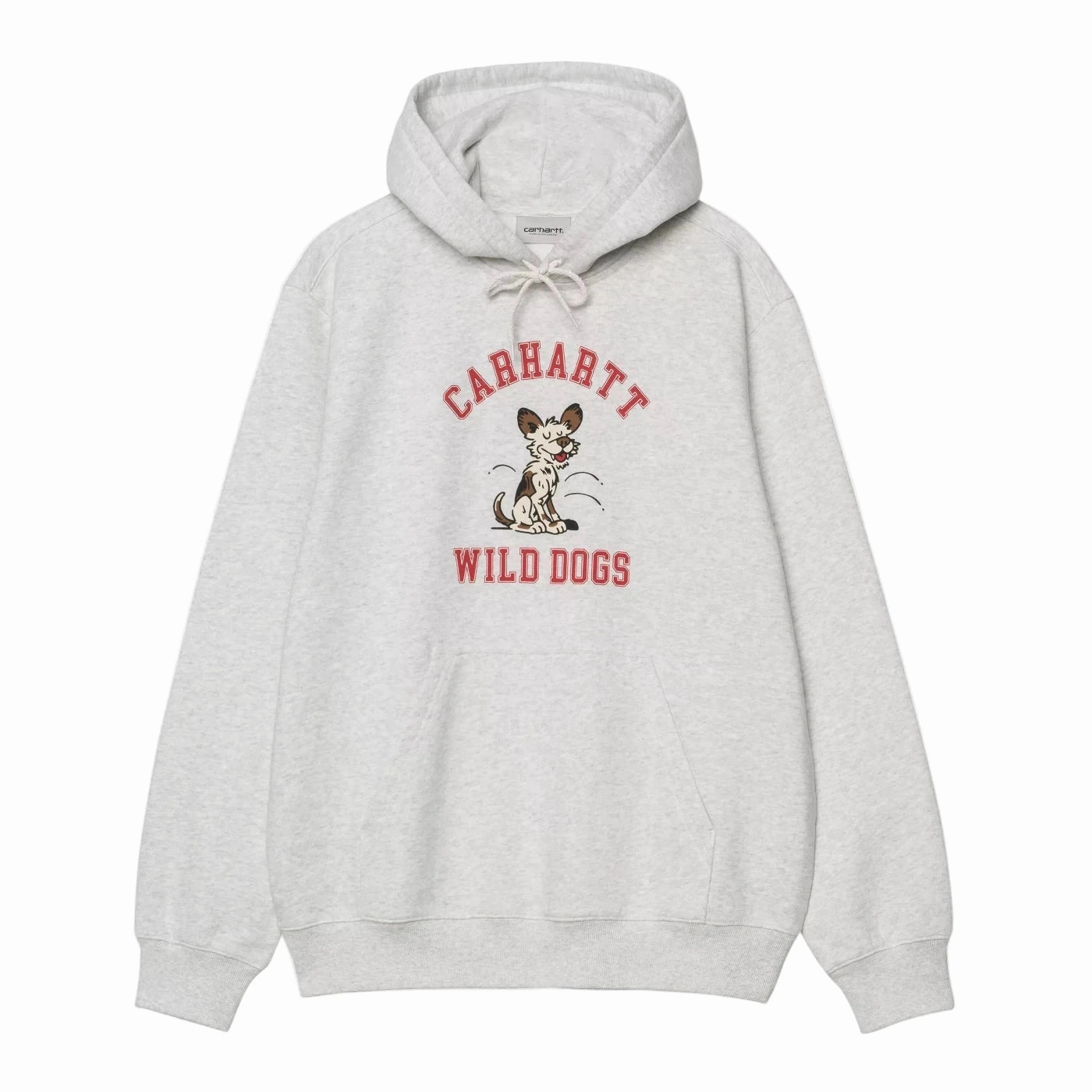 Yoke Back Design Carhartt WIP Hooded Wild Dog Sweatshirt - Ash Heather