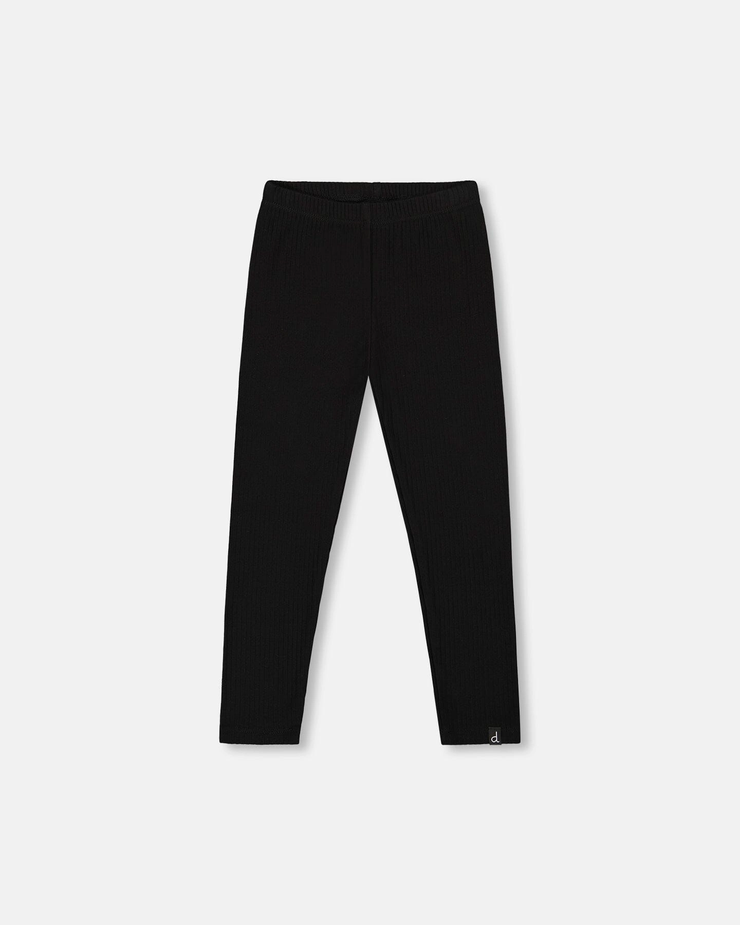Thermal Insulation Layer Ribbed Leggings Black