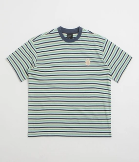 HUF Apollo Striped T-Shirt - Blue camping event Smart