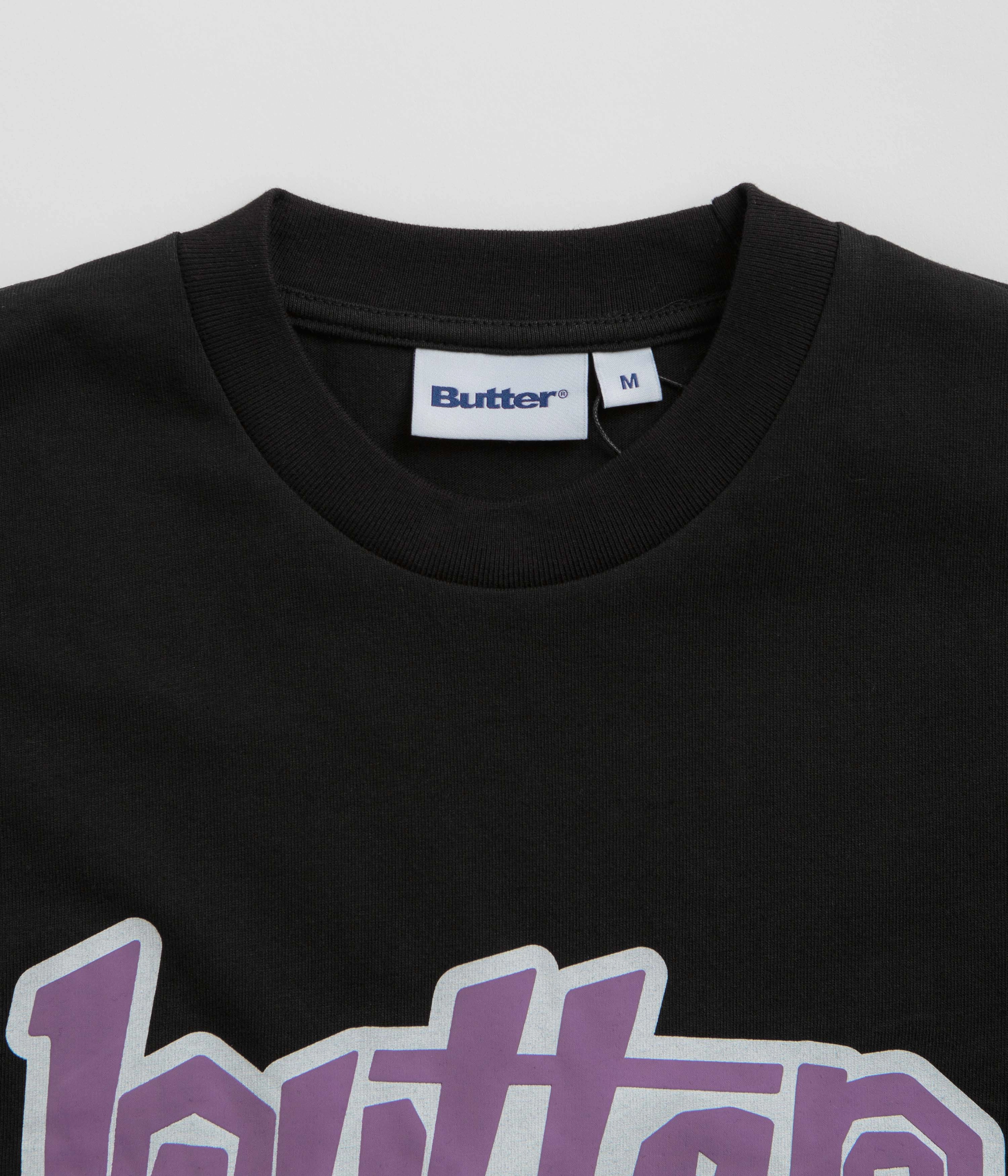 RV venue indoor activity Butter Goods Swirl T-Shirt - Black / Purple