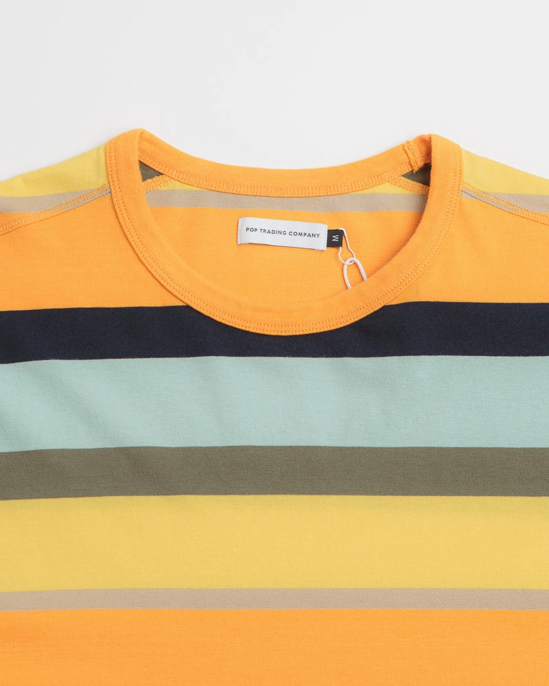 hockey venue bike event Pop Trading Company Striped Logo Long Sleeve T-Shirt - Yellow / Multicolour