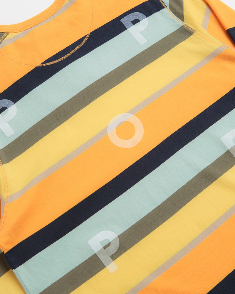 cape silhouette cabin event Pop Trading Company Striped Logo Long Sleeve T-Shirt - Yellow / Multicolour