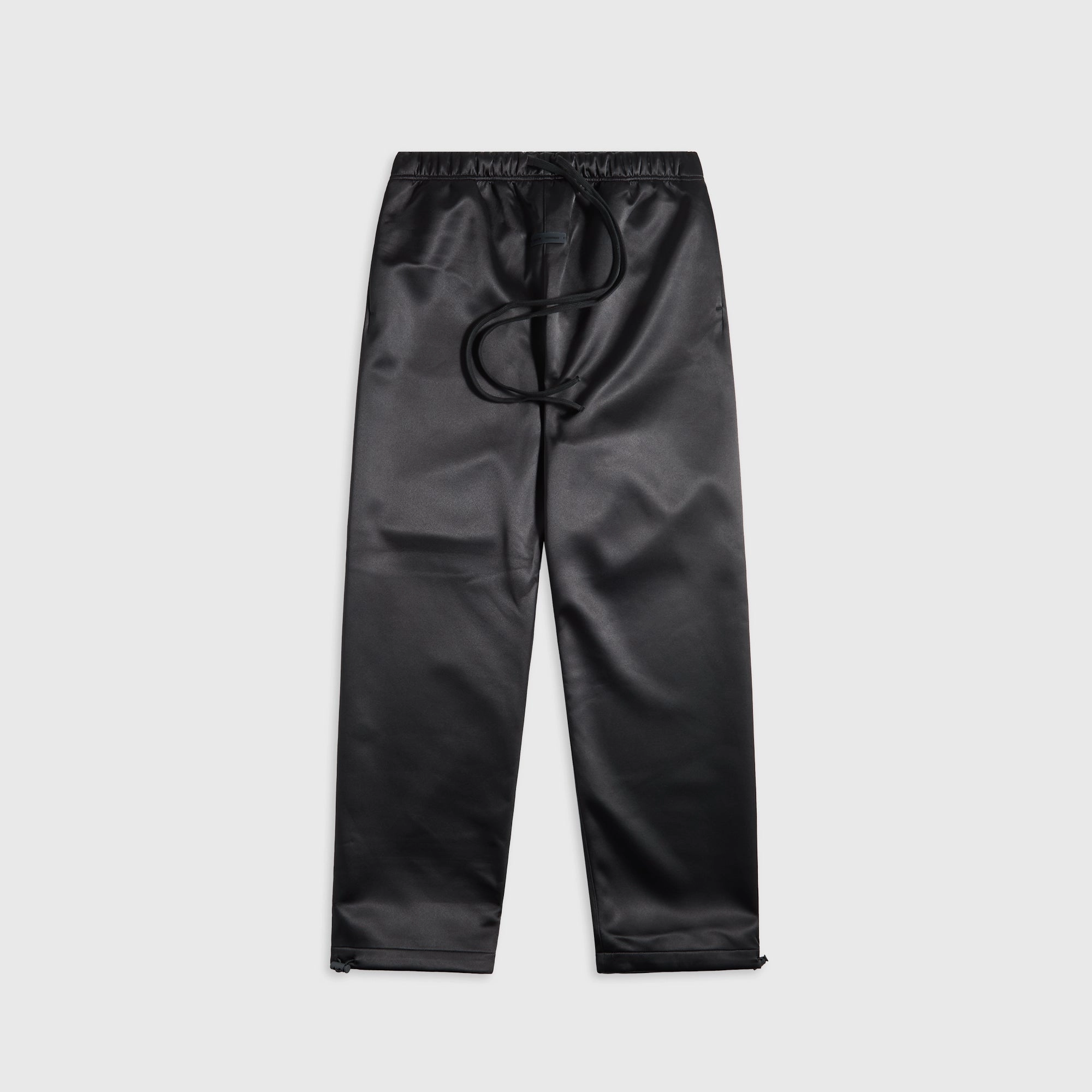 Layer-Friendly Essentials Bonded Satin Relaxed Track Pant - Jet Black