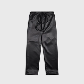 Layer-Friendly Essentials Bonded Satin Relaxed Track Pant - Jet Black