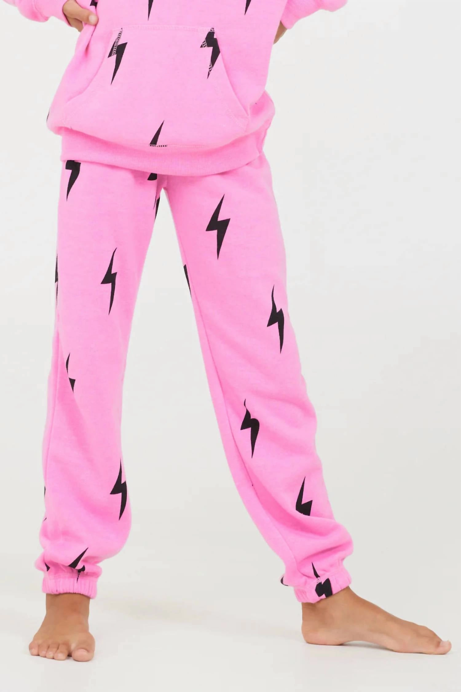 Bold Waistband Lighting Bolt Joggers In Pink