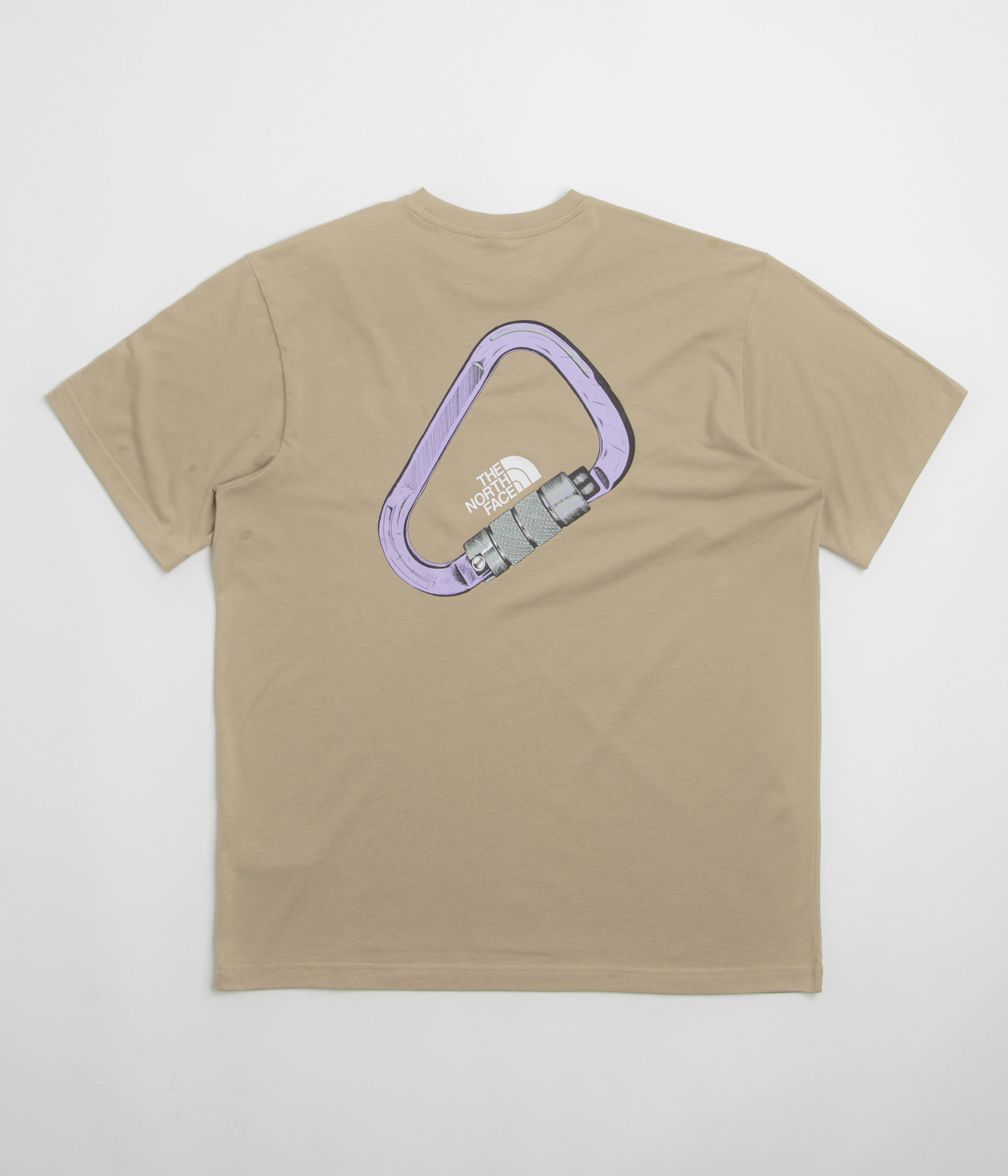 The North Face Explore Carabiner Relaxed T-Shirt - Mushroom Grey abstract hem