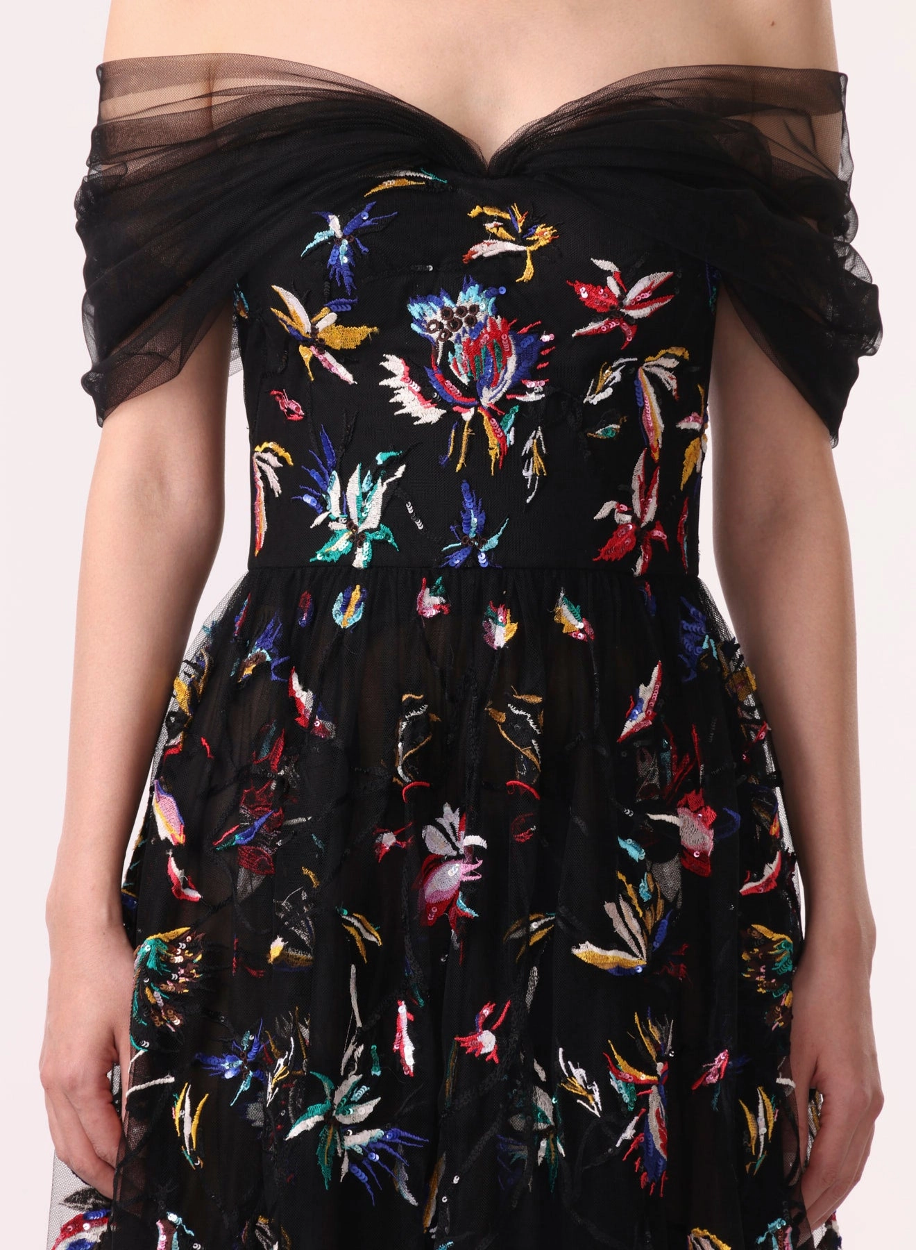 Standout Feature Casual Days EMBROIDERED TULLE OFF THE SHOULDER COCKTAIL DRESS
