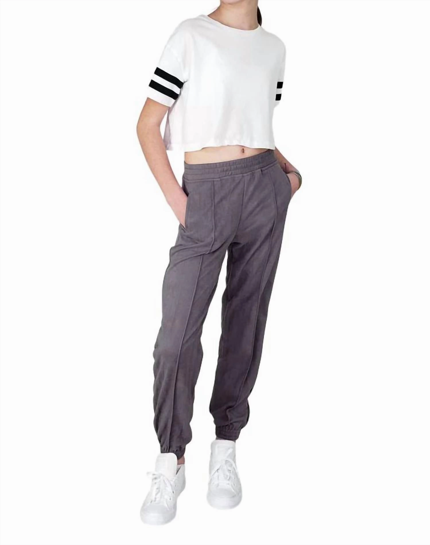 Girl's Suede Joggers In Grey Warm design LowProfileWaistband