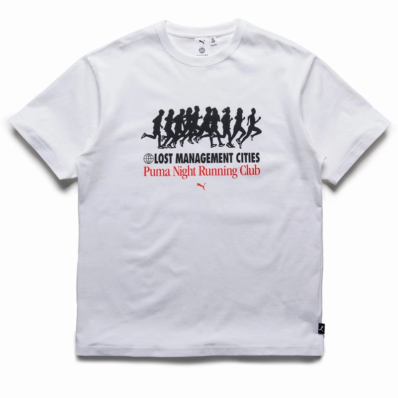 earthy colors rooftop event Lost Management Cities x Puma Graphic Tee - White