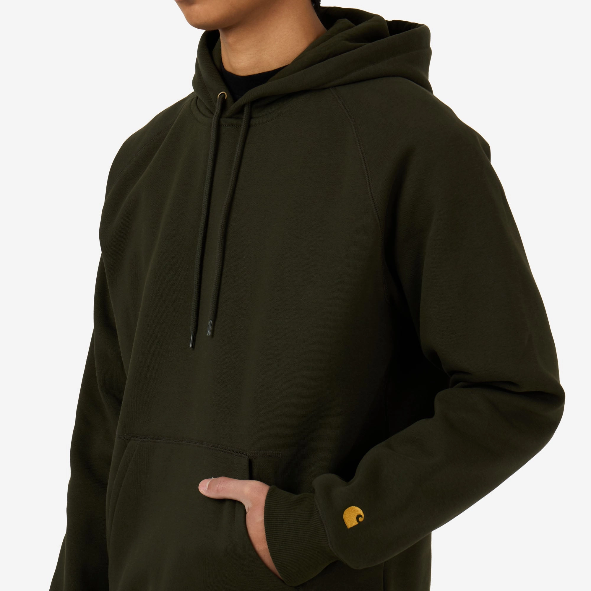 product running suitable speed belt accents Carhartt WIP Hooded Chase Sweatshirt Olive