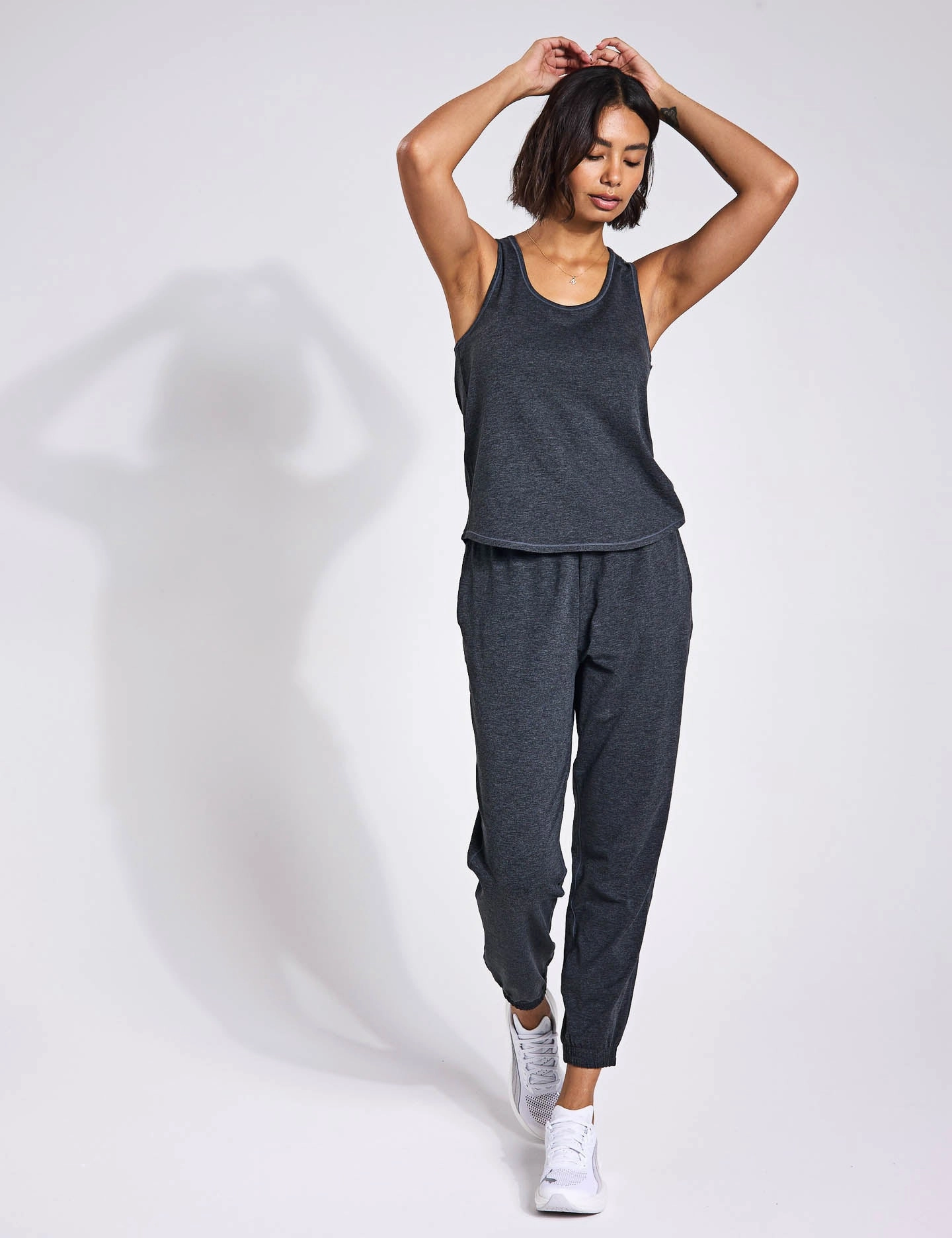 low end market users Sweat Absorbent Layer ReSet Relaxed Tank - Moon Heather