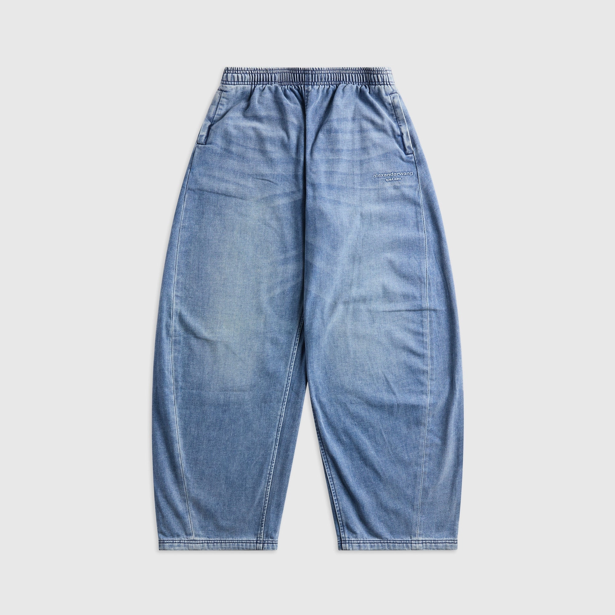 Alexander Wang Sweatpant with Elasticated Drawstring Waist - Washed Light Blue Relax Fit Design Durable Utility