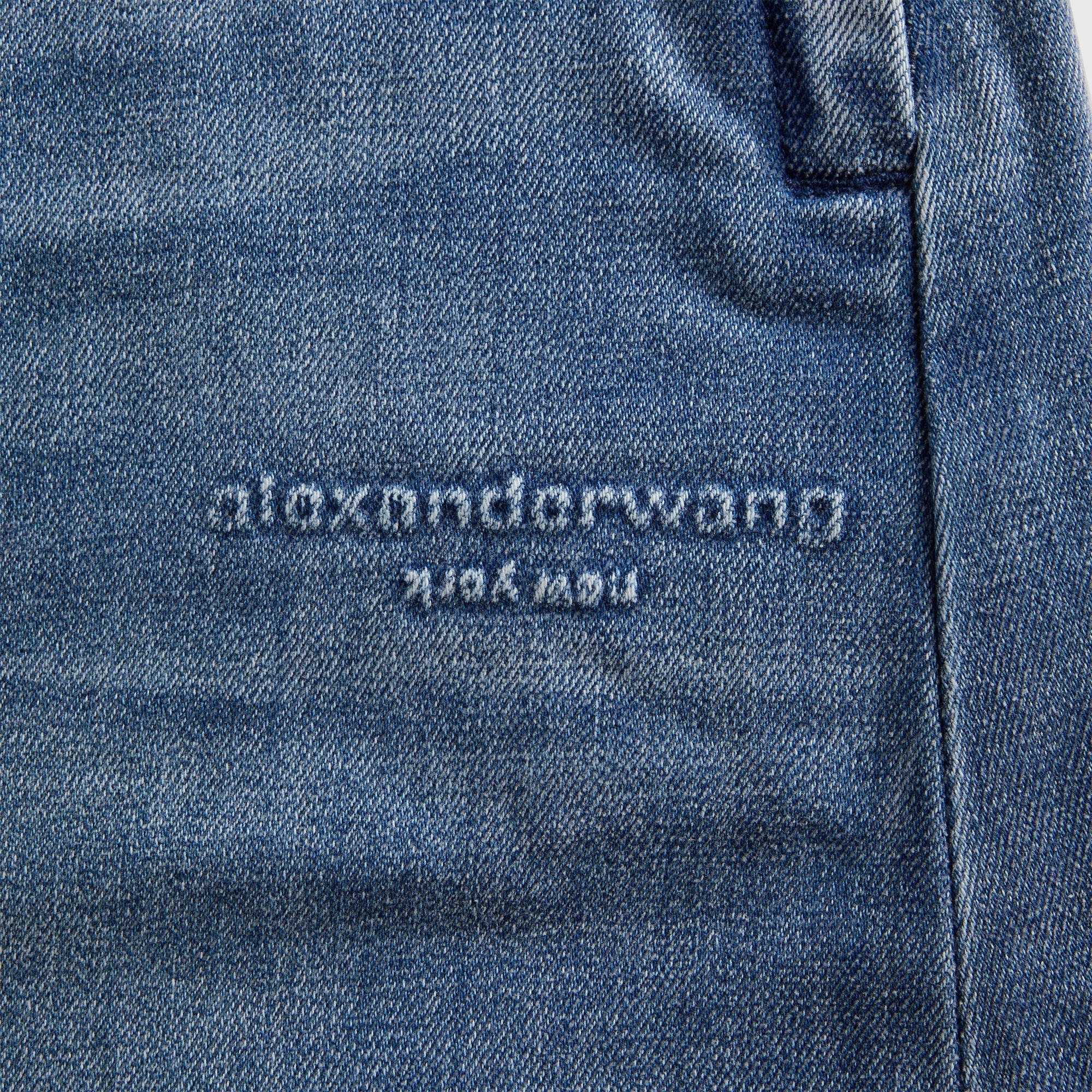 Stylish Waistband Urban Fit Alexander Wang Sweatpant with Elasticated Drawstring Waist - Washed Light Blue