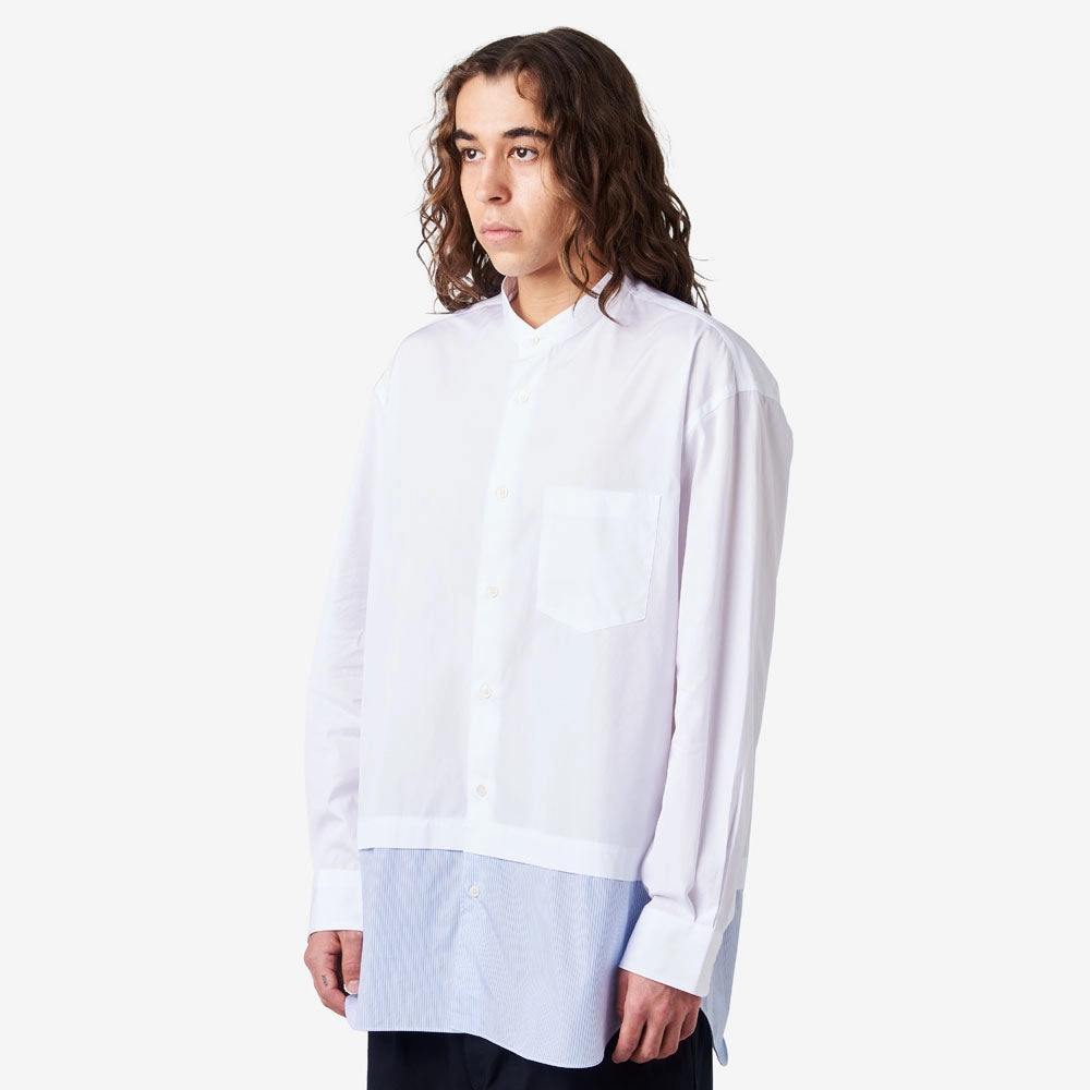 Chic Comfort Wrinkle Resistant Material COMME des GAR?ONS HOMME Panel Button Up Shirt / White