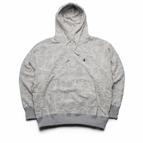 A Bathing Ape Line Camo Jacquard Pullover Hoodie - Grey City Wear Performance Wear
