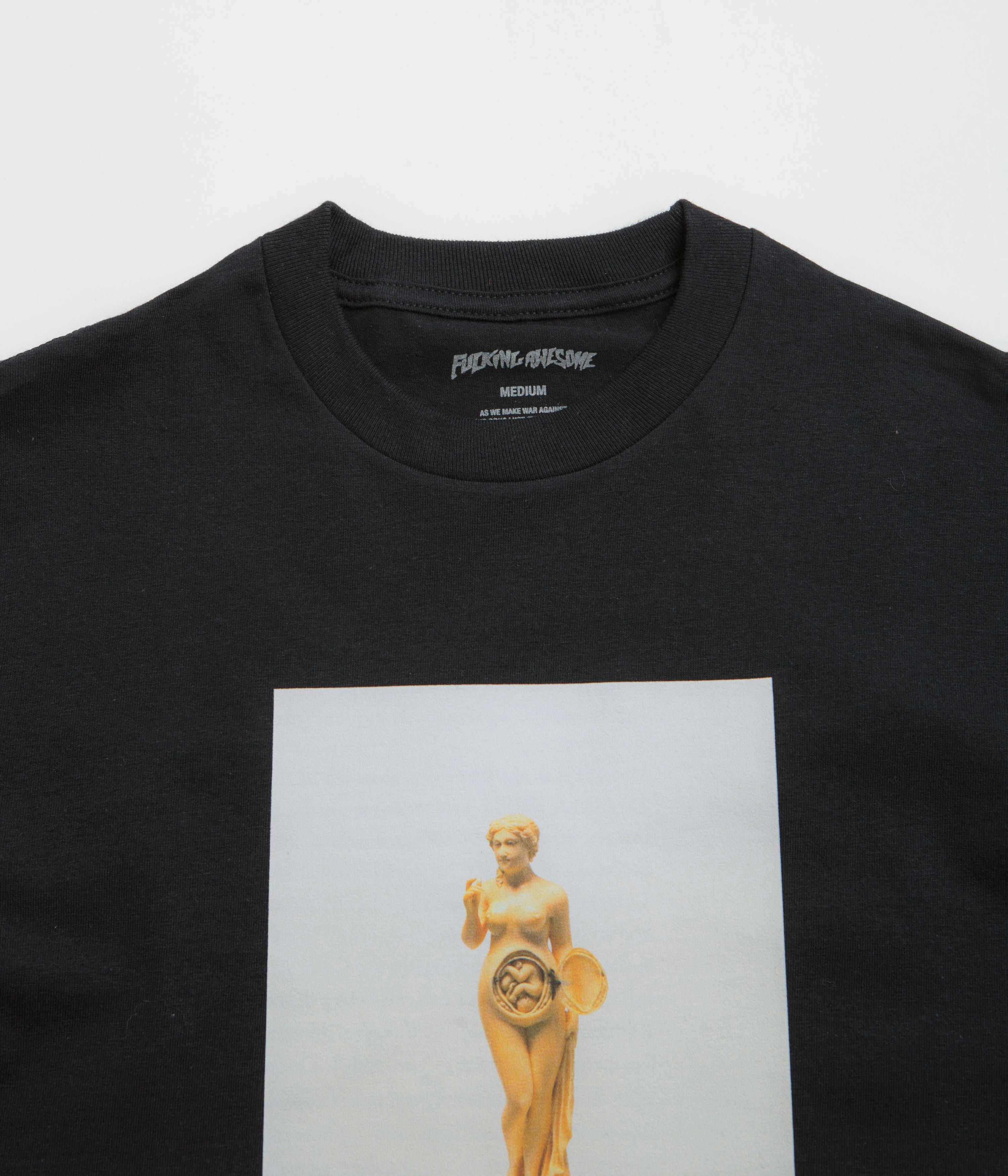 Fucking Awesome 2025 Statue T-Shirt - Black Office building train event