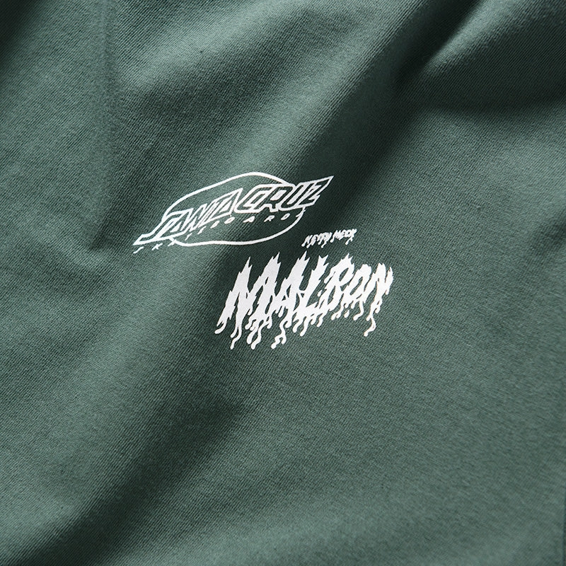 Malbon Golf x Santa Cruz Bermuda Slasher Tee - Green denim shorts silhouette