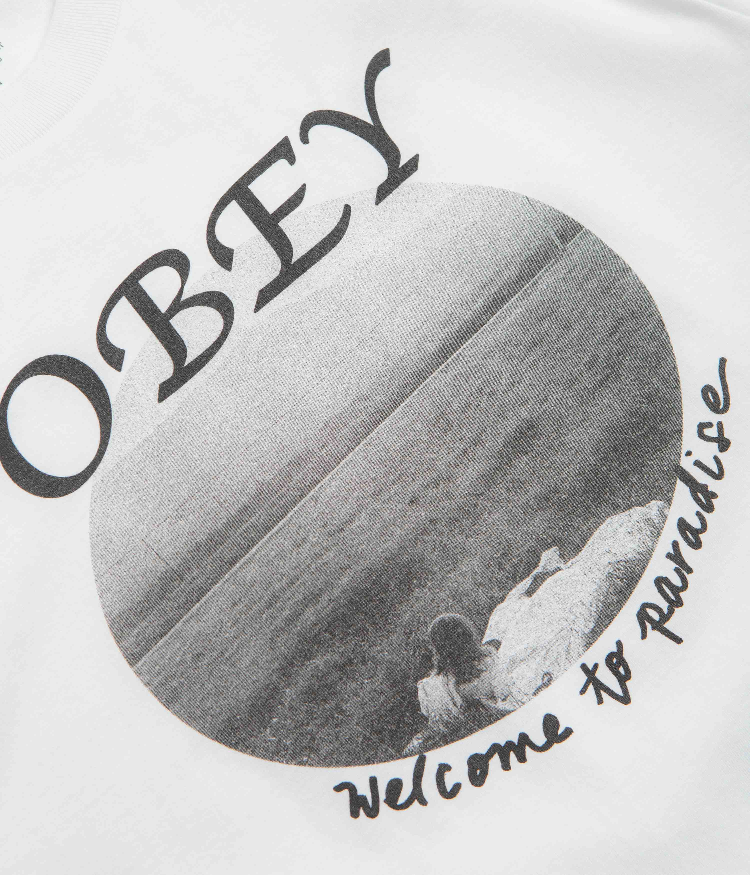 Obey Welcome To Paradise T-Shirt - White Bio Washed Softness zoo venue