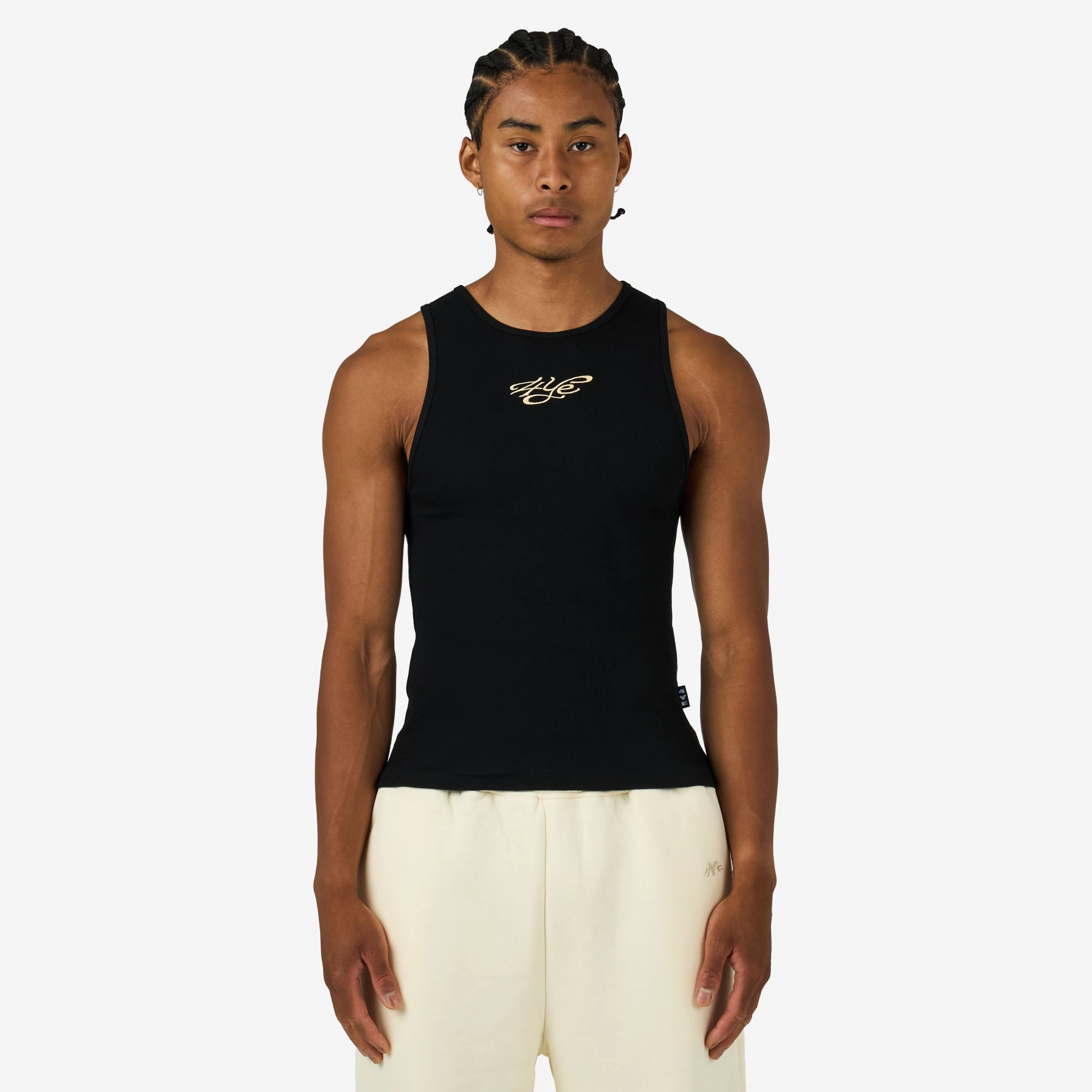 Soft Collar Lining sleep shorts silhouette 4YE Signature Tank Black