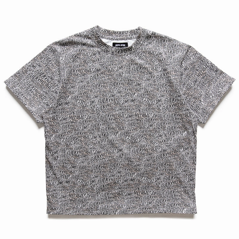 collars Fucking Awesome Burnt Sticker Stamp Tee - Black/White