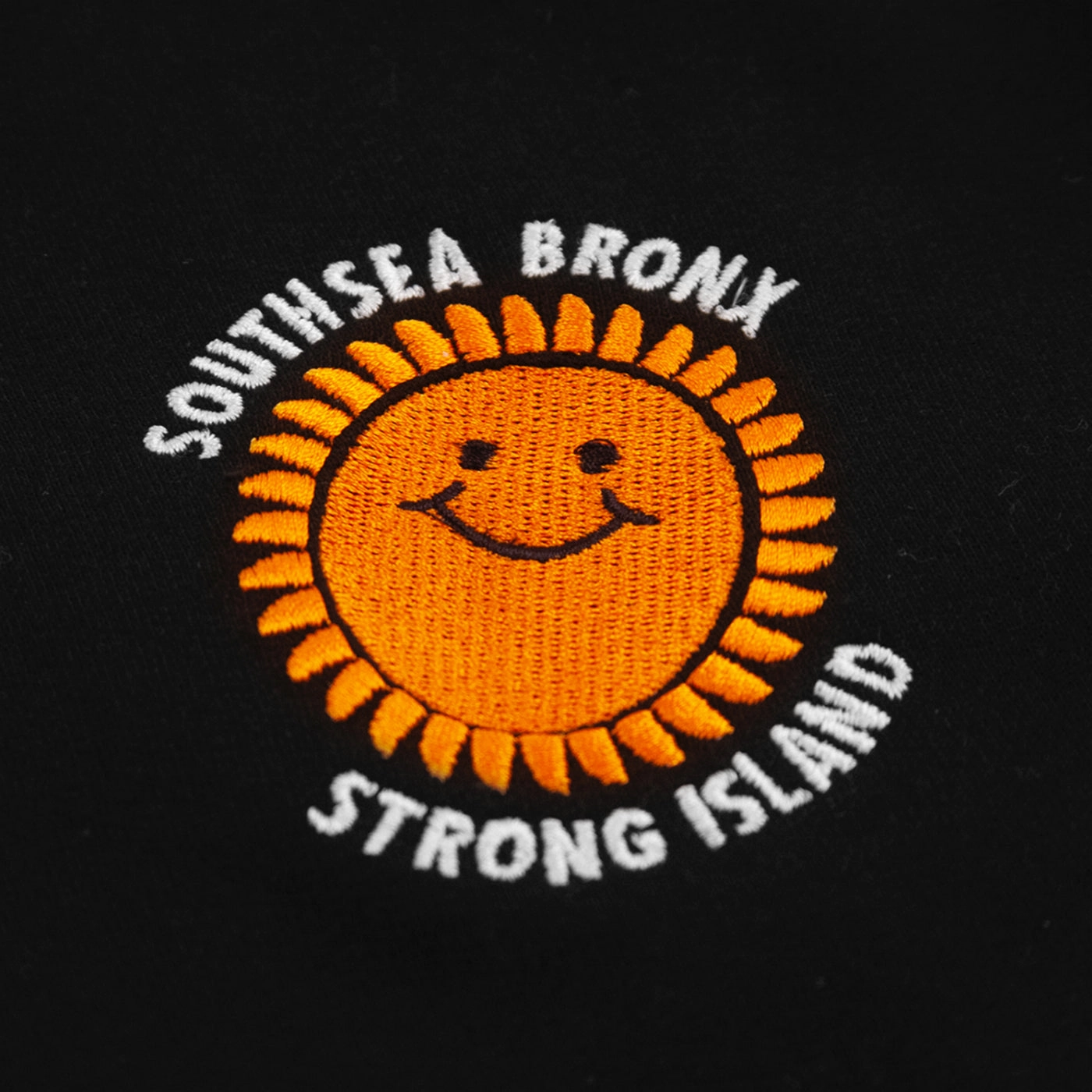 Soft Layers Casual Hoodie Style Southsea Bronx Strong Island Embroidered Quarter Zip Sweatshirt - Black