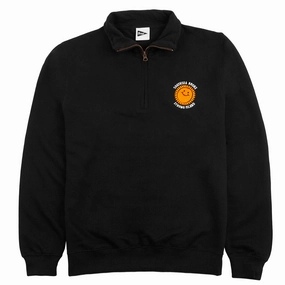 birthday wear Southsea Bronx Strong Island Embroidered Quarter Zip Sweatshirt - Black