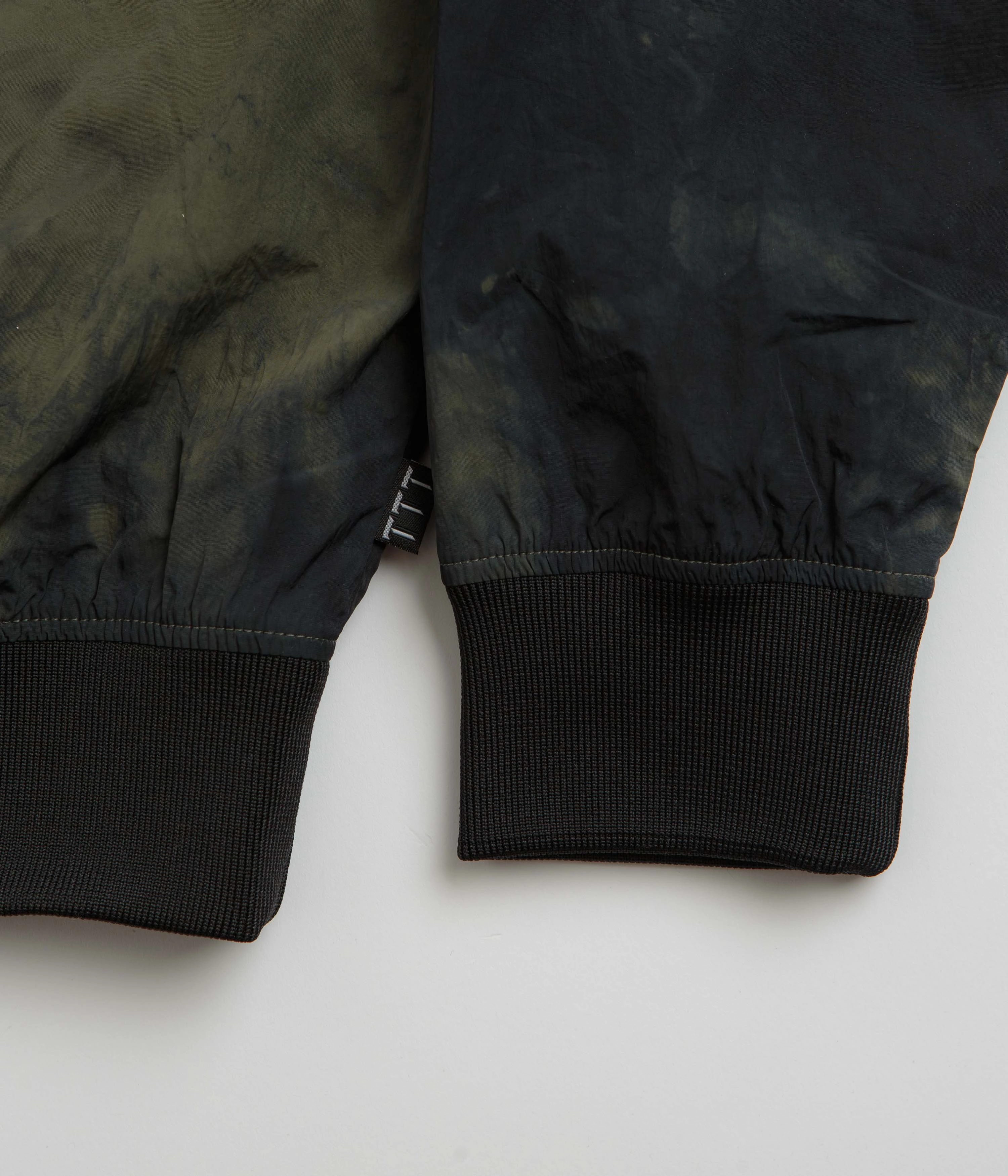 The Trilogy Tapes Tech Sports Crewneck Sweatshirt - Black / Olive Marble rainy day wear