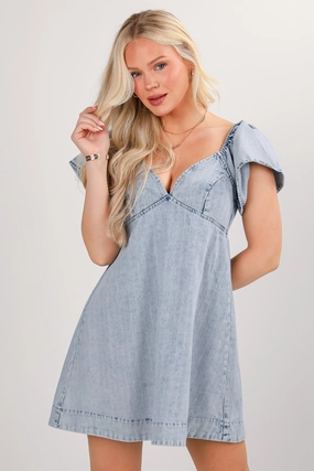 FINAL SALE - When You Know Denim Mini Dress Modern Appearance Sleek Cut