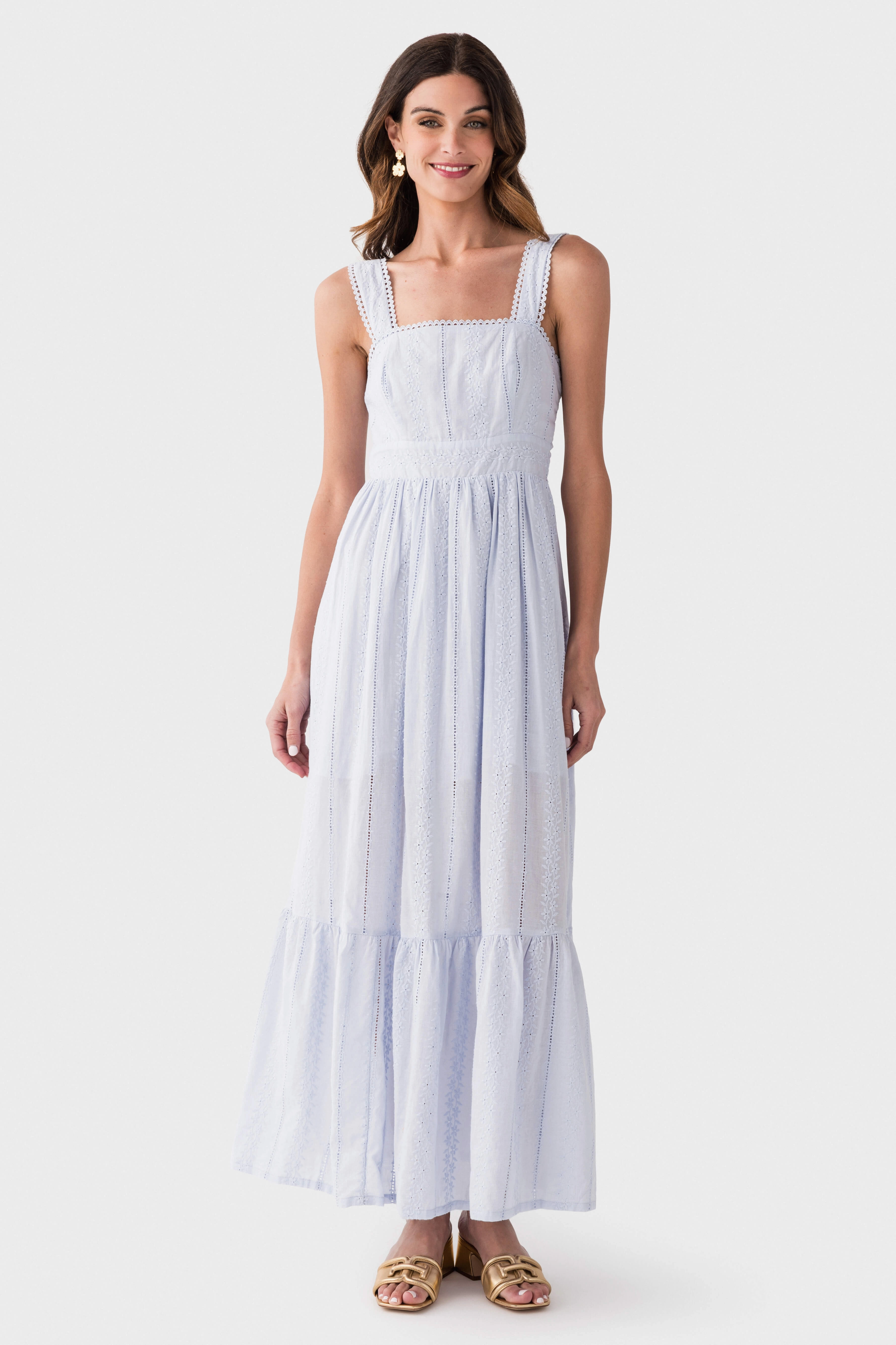 Dress Forum Sunbeam Eyelet Lace Trim Maxi Dress Smart Edge Easy Layers