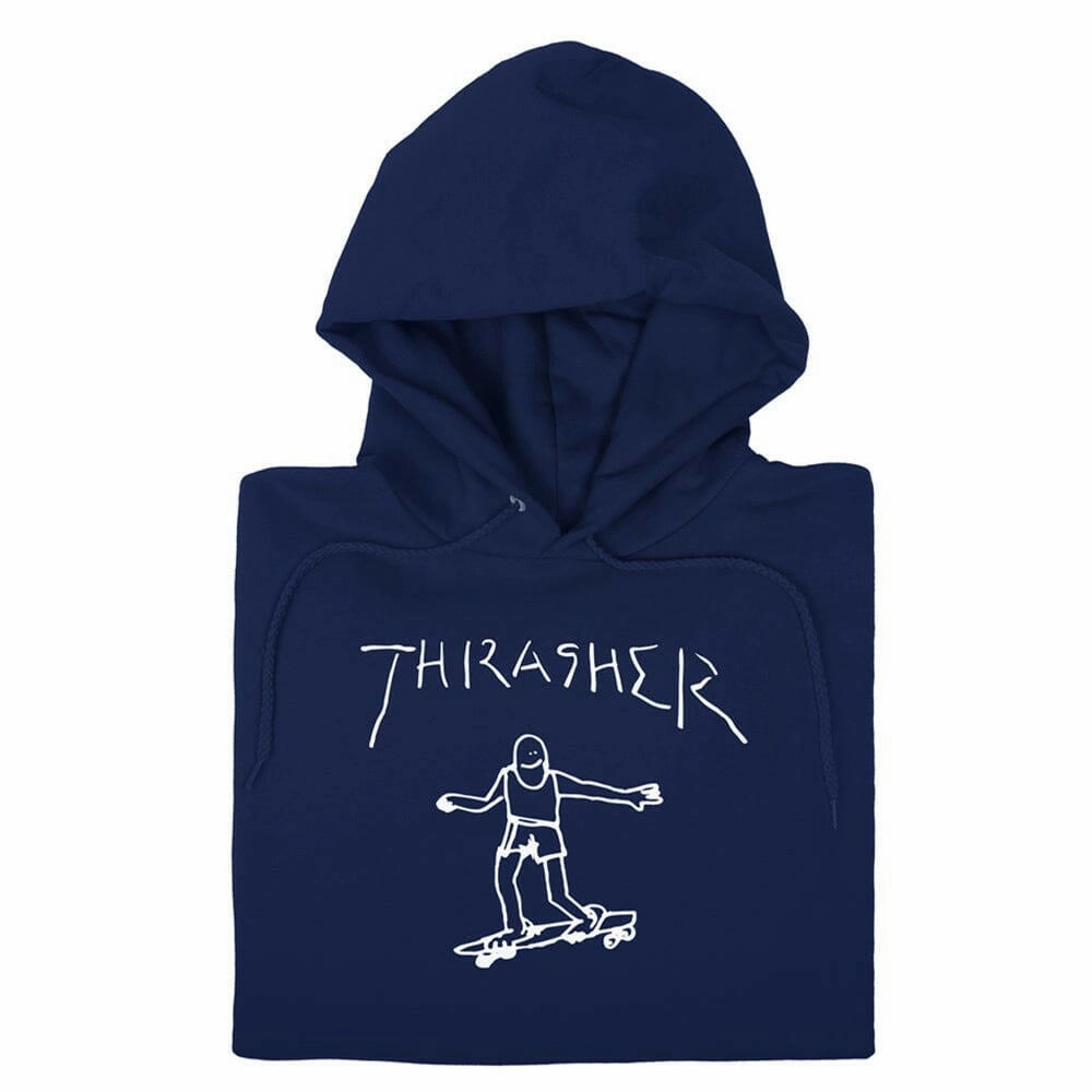 Relaxed Fit Fashion Sense Thrasher - Gonz Hoodie Navy/White