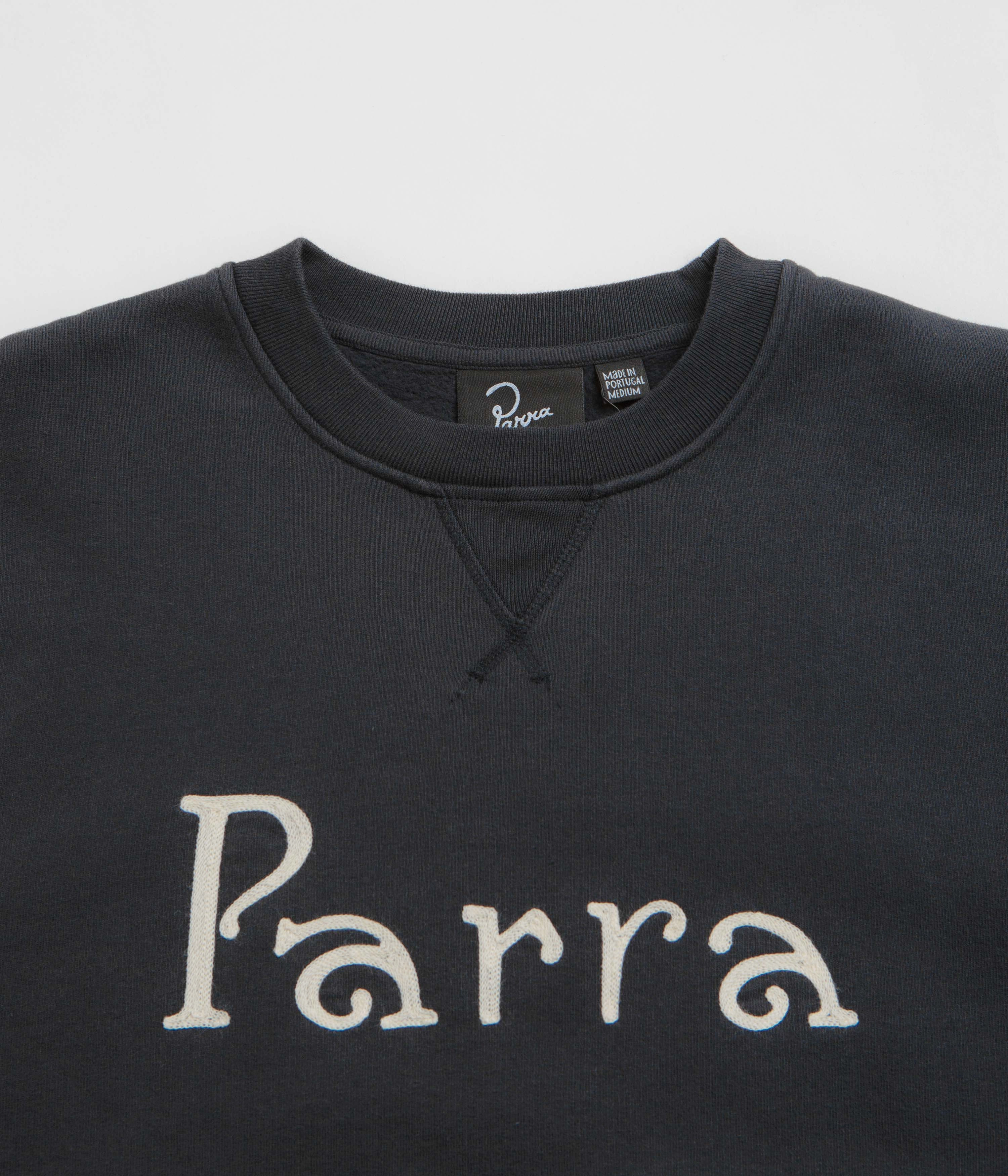 product weekday wearability Embroidered Logo by Parra Weird Trad Logo Crewneck Sweatshirt - Dark Navy