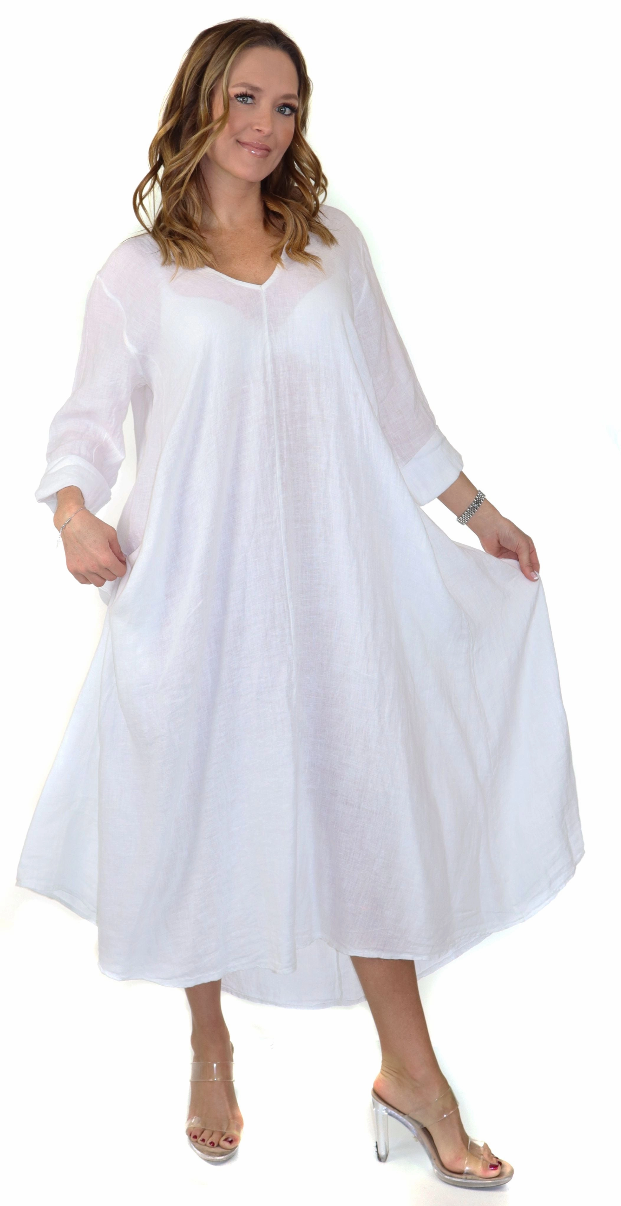 White Washed Linen Dress Beauty Feel Polished and Elegant