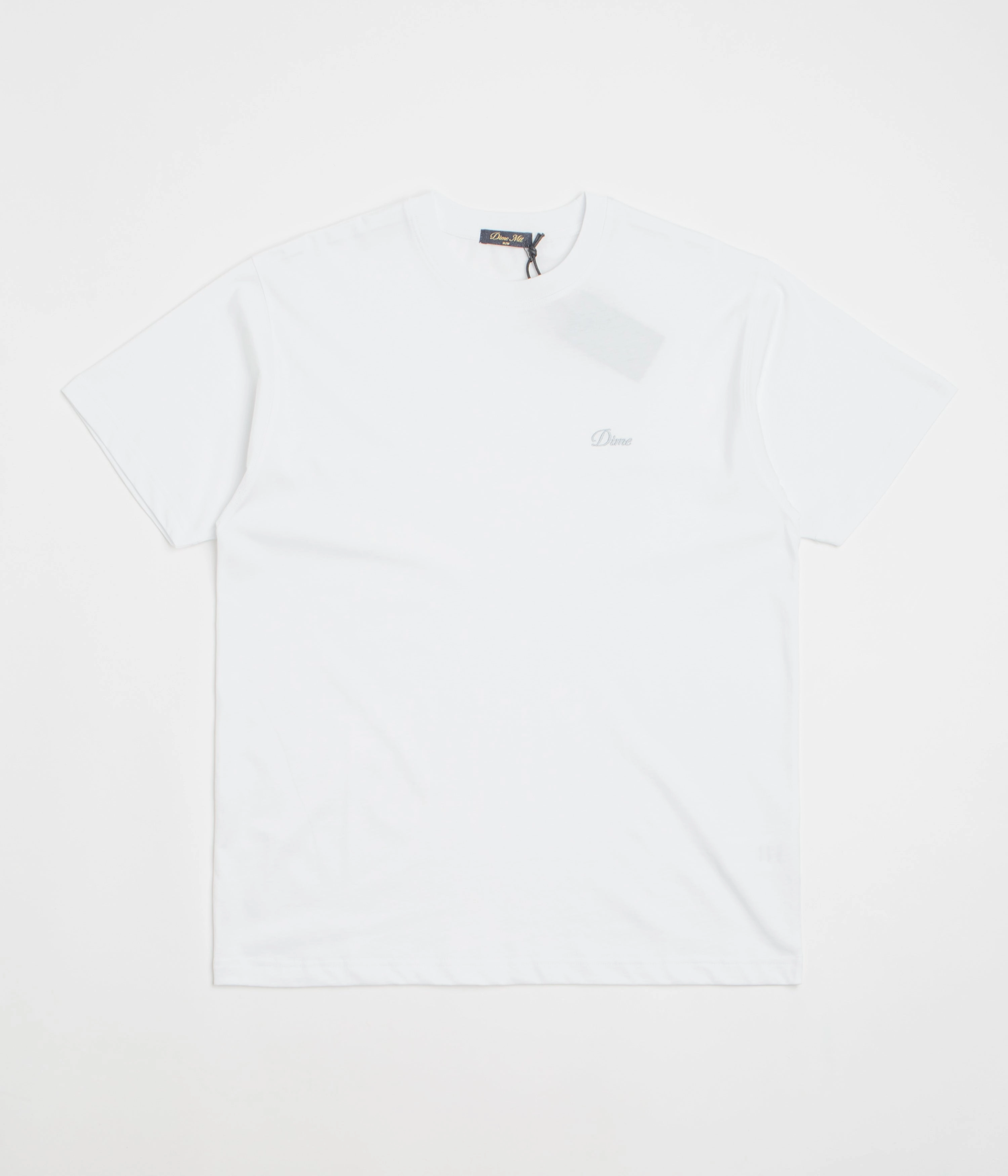 Dime Cursive Small Logo T-Shirt - White Metallic colors