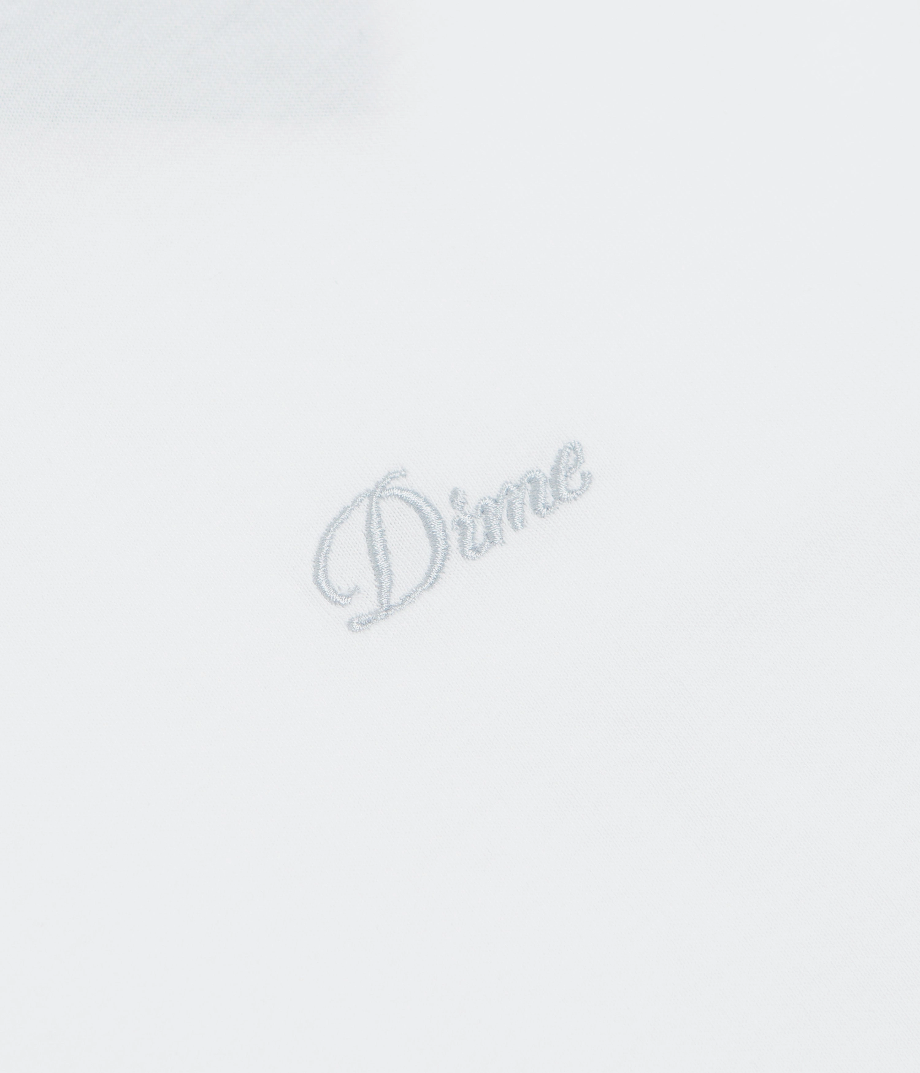 Trendy Silhouette concert Dime Cursive Small Logo T-Shirt - White