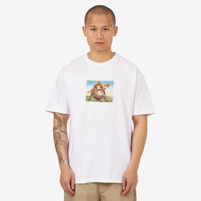 Ribbed Cuff Details Full Court Press Crossover T-Shirt / White