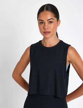 Flexible Neckline Loss - reduced Featherweight Minimal Cropped Tank - Darkest Night