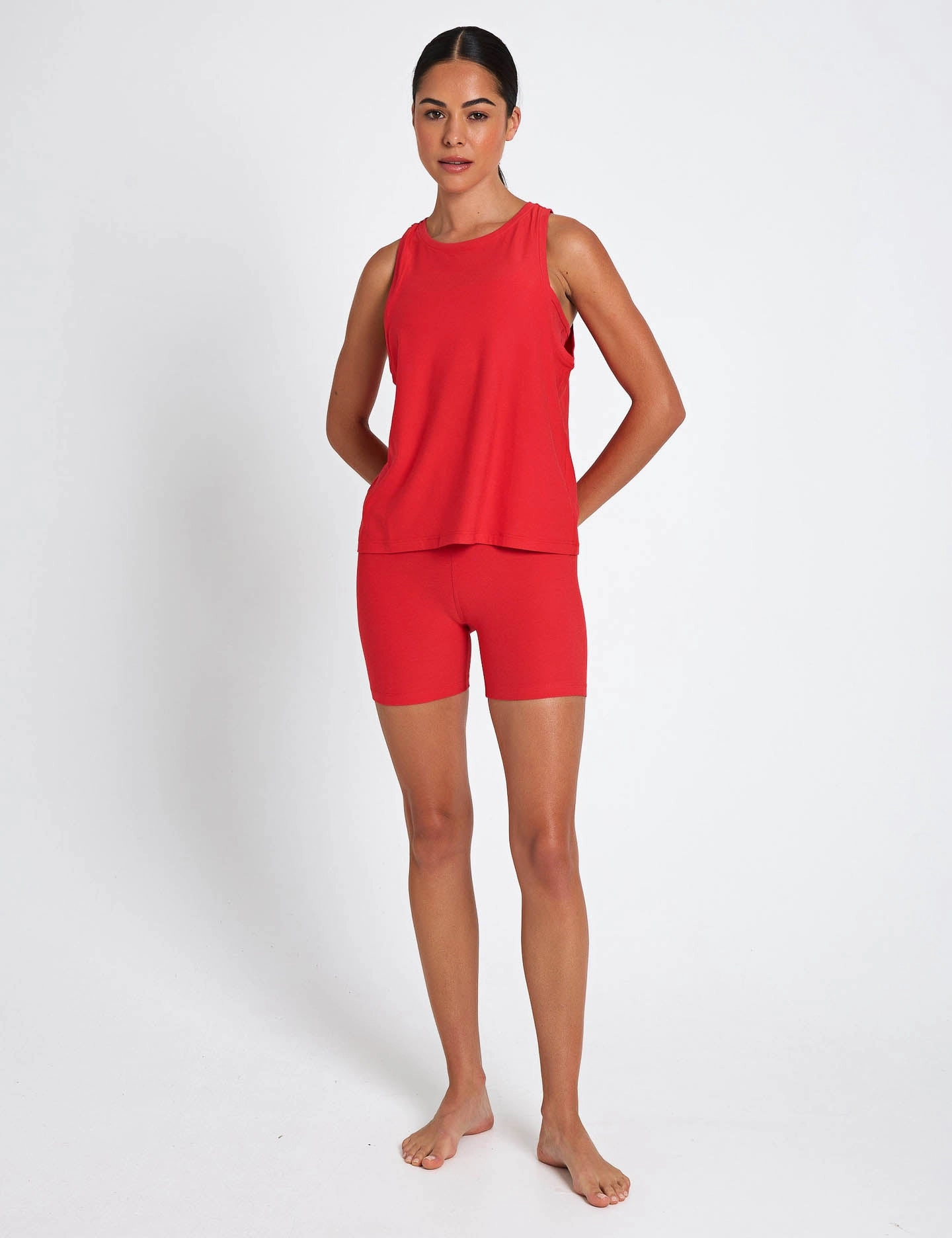 Featherweight Rebalance Tank - Candy Apple Red Heather Seam Free Technology