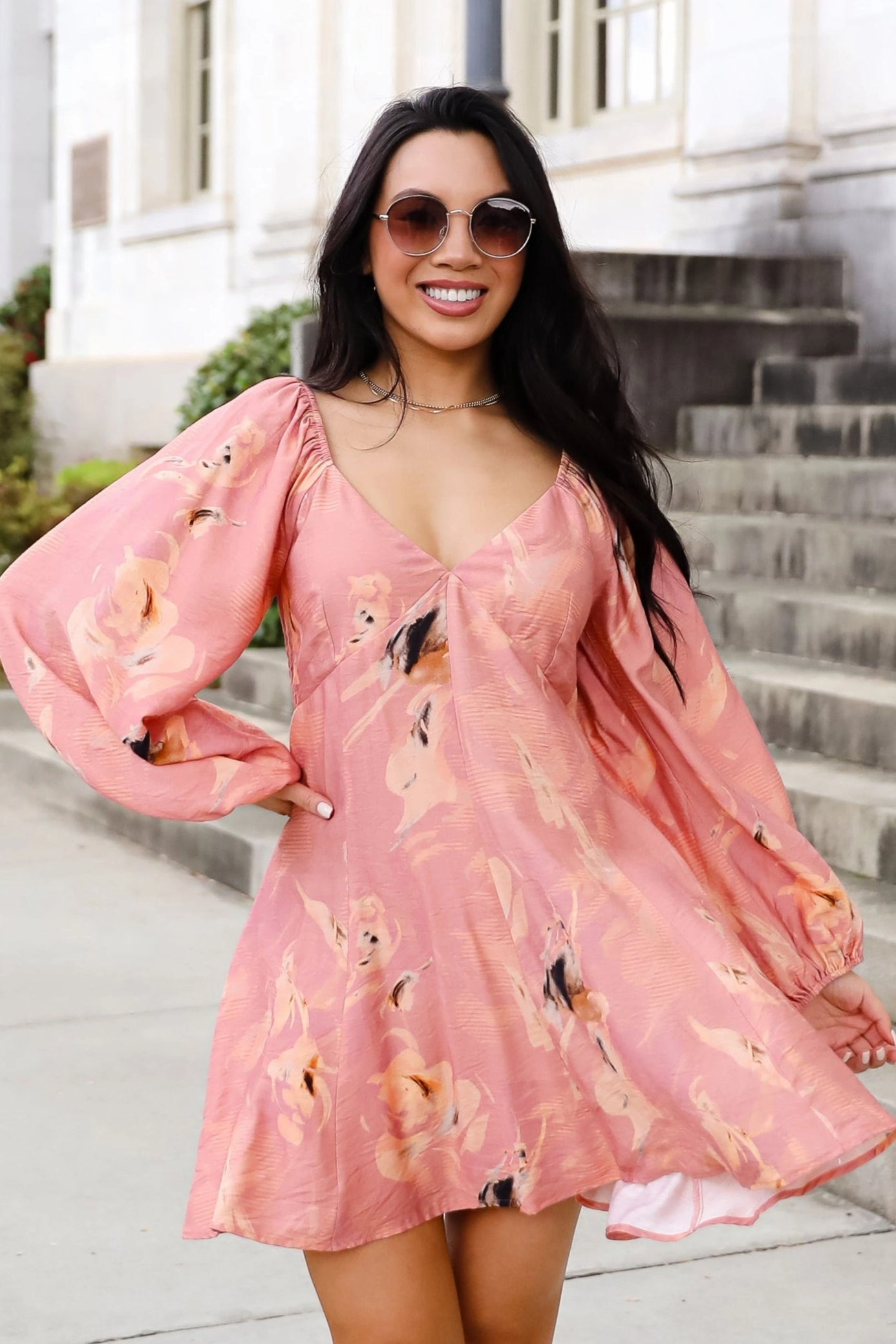 Casual Look FINAL SALE - Bloom With A View Mauve Floral Mini Dress