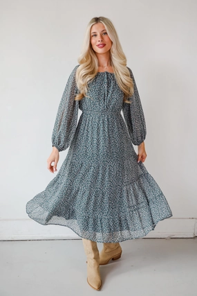 Minimal Motion Euro Ease FINAL SALE - Endlessly Darling Teal Floral Midi Dress