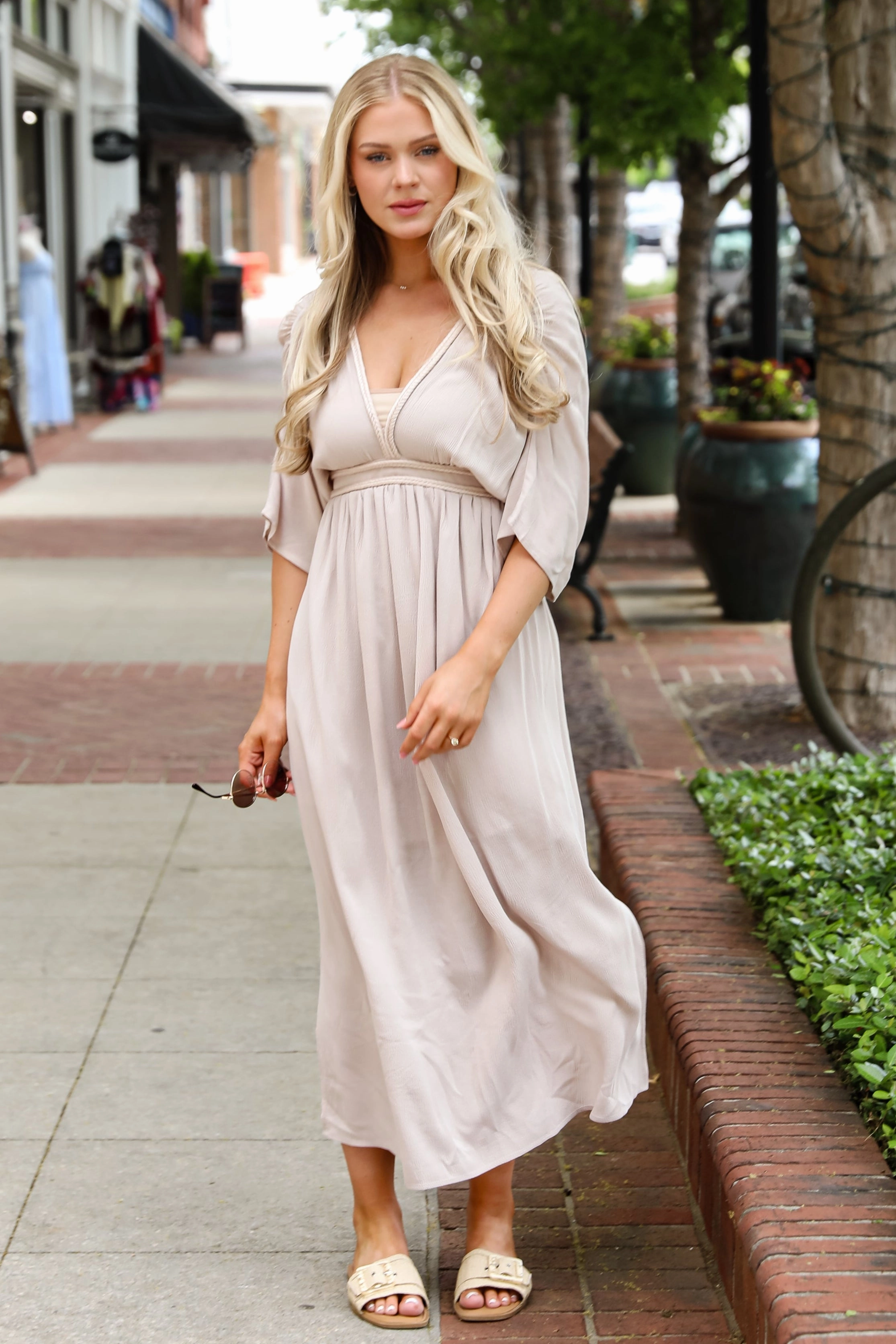 Flattering Lines FINAL SALE - Goddess Aura Natural Maxi Dress