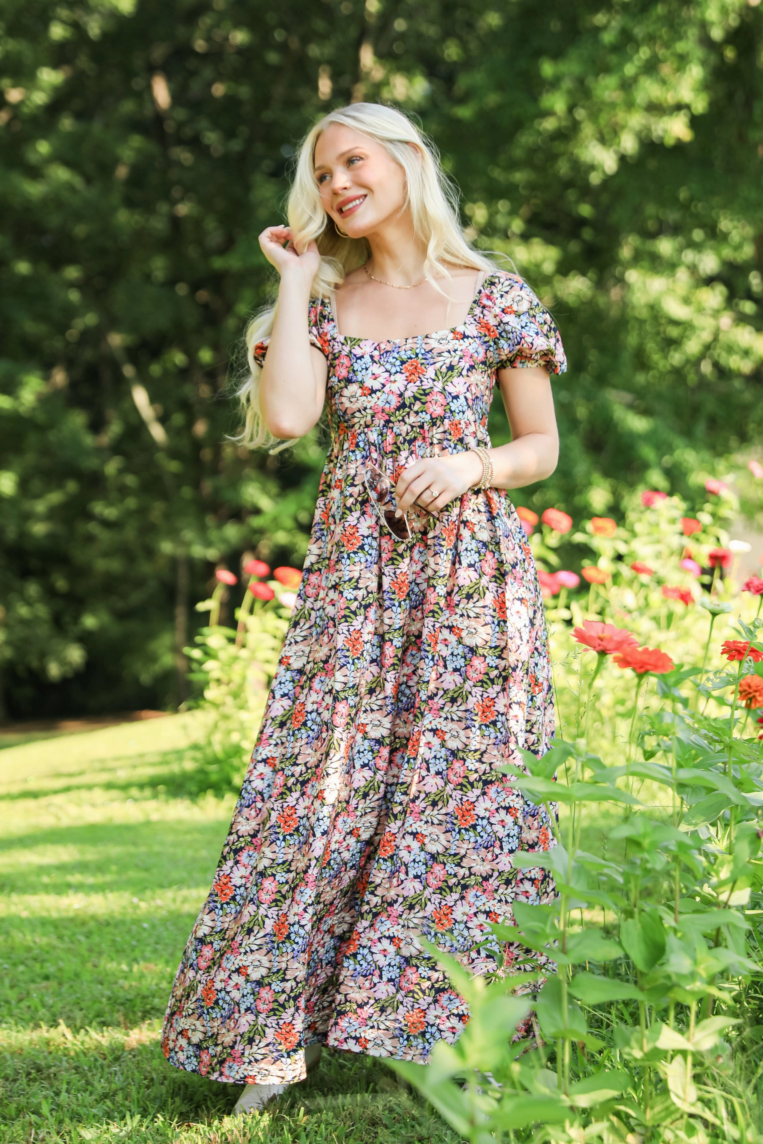 FINAL SALE - Graceful Perfection Navy Floral Maxi Dress Spring Mood