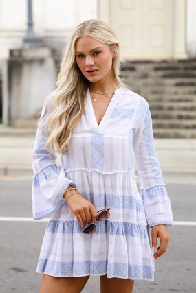 FINAL SALE - Memorably Cute White Striped Mini Dress Comfortable shift dress