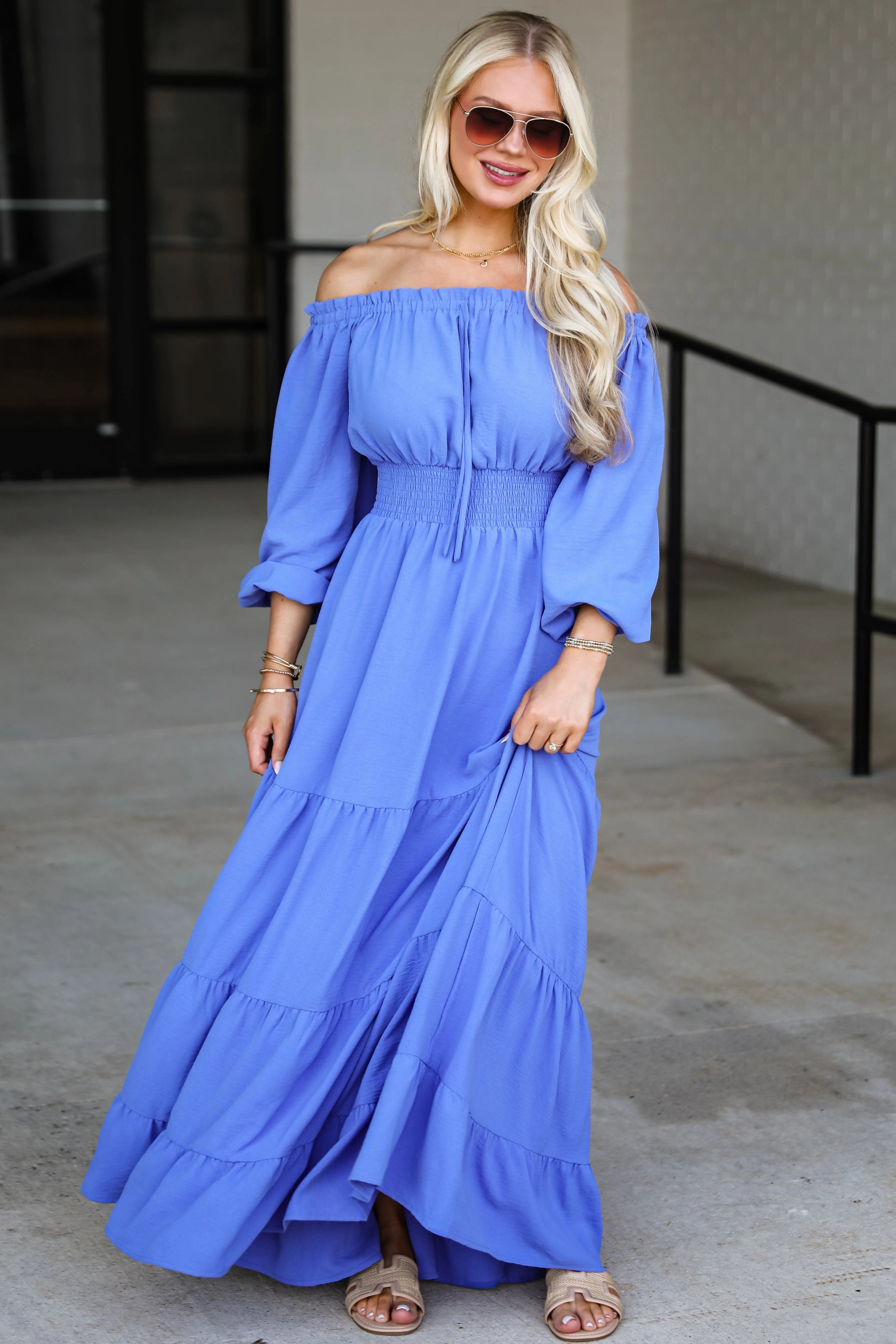 Sharp Detail Lightweight Feel FINAL SALE - Need Your Attention Blue Tiered Maxi Dress