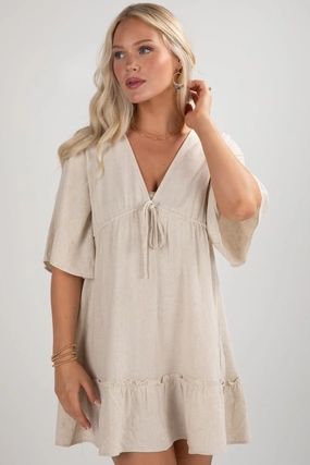 FINAL SALE - Refined Radiance Babydoll Mini Dress Spring Vibe