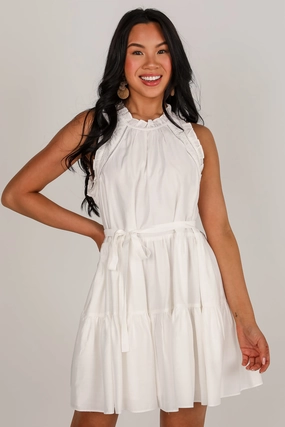 FINAL SALE - Running To You White Tiered Mini Dress Cool Drape Artistic Shape