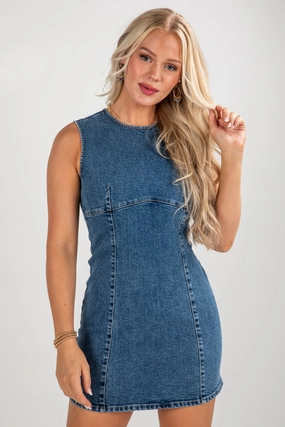 Soft Presence Grace Base FINAL SALE - Simply Beloved Medium Wash Denim Mini Dress